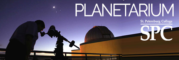 planetarium image with man and logo